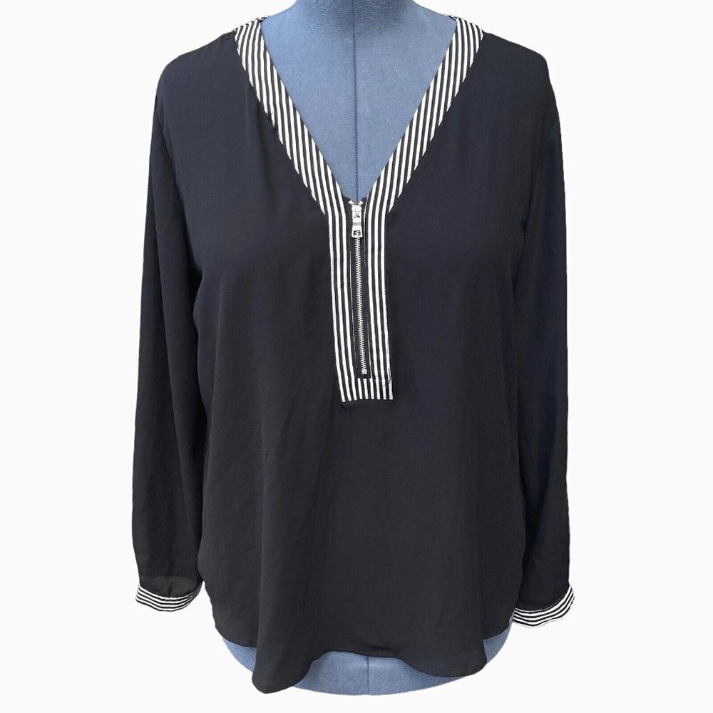 NOTATIONS Silky‎ Black Career Blouse Women's 2XL (18-20) V-Neck Business Casual